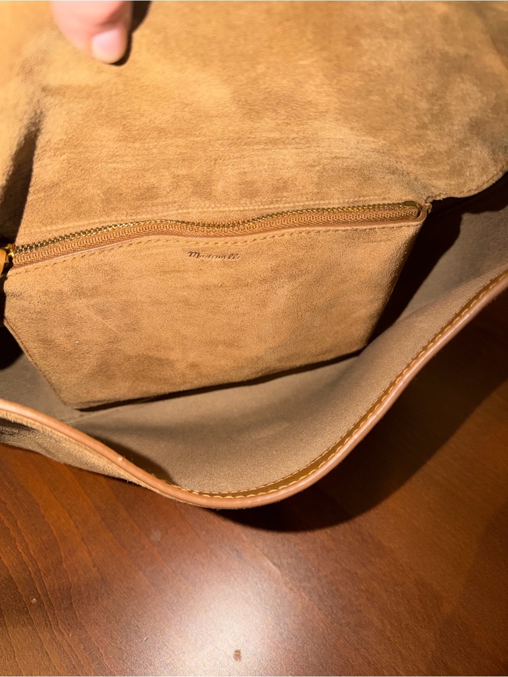 Madewell “Dakota” Large Tan Suede Saddle Crossbody Bag with Gold-Tone Hardware - Picture 5 of 15
